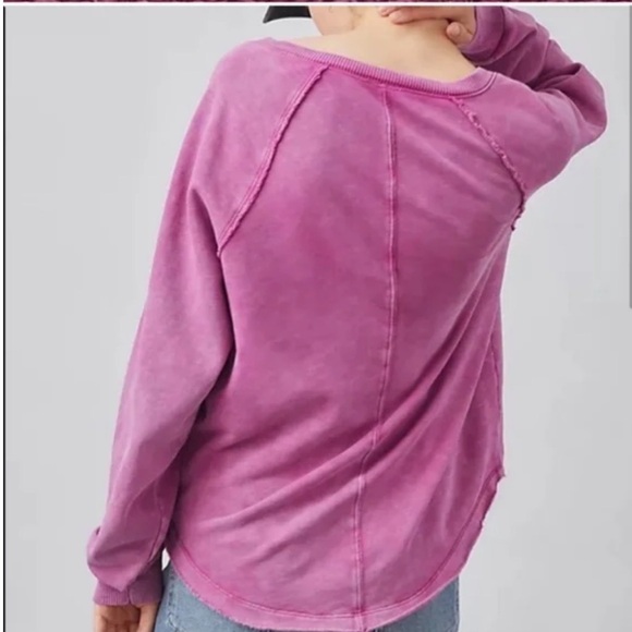 Anthropologie’s Pilcro Notch-neck Sweatshirt Mineral Wash Purple size XS - Picture 2 of 9